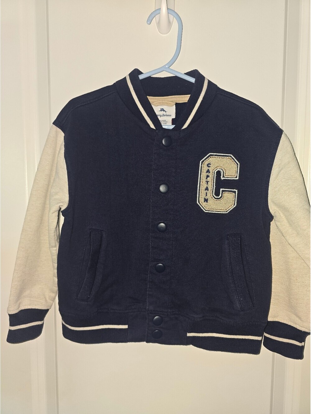 Tommy Bahama Boys Varsity Jacket Size XS (4 Years) Navy and Cream